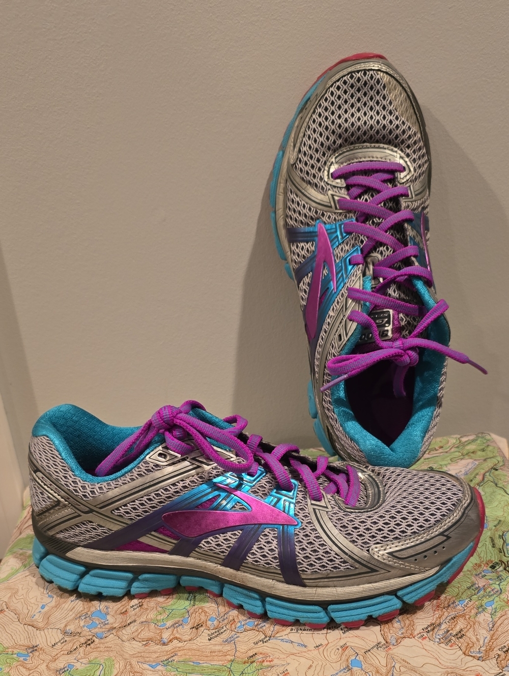 Brooks GTS 17Running Shoes Gray, Purple & Teal Accents